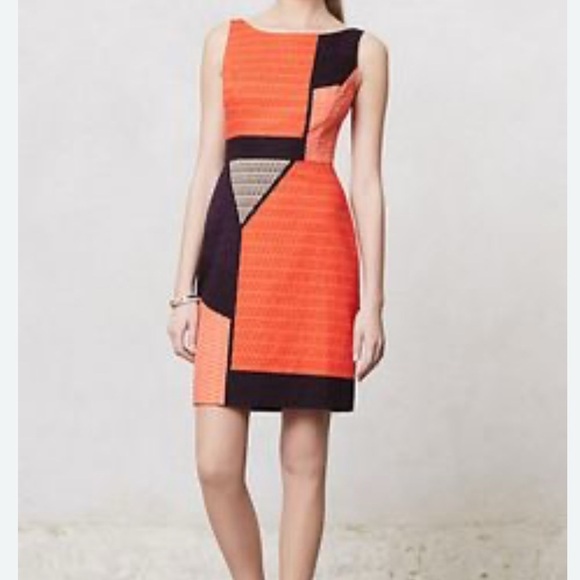 Anthropologie Tabitha color block mini dress red black sz 2 - Picture 1 of 4